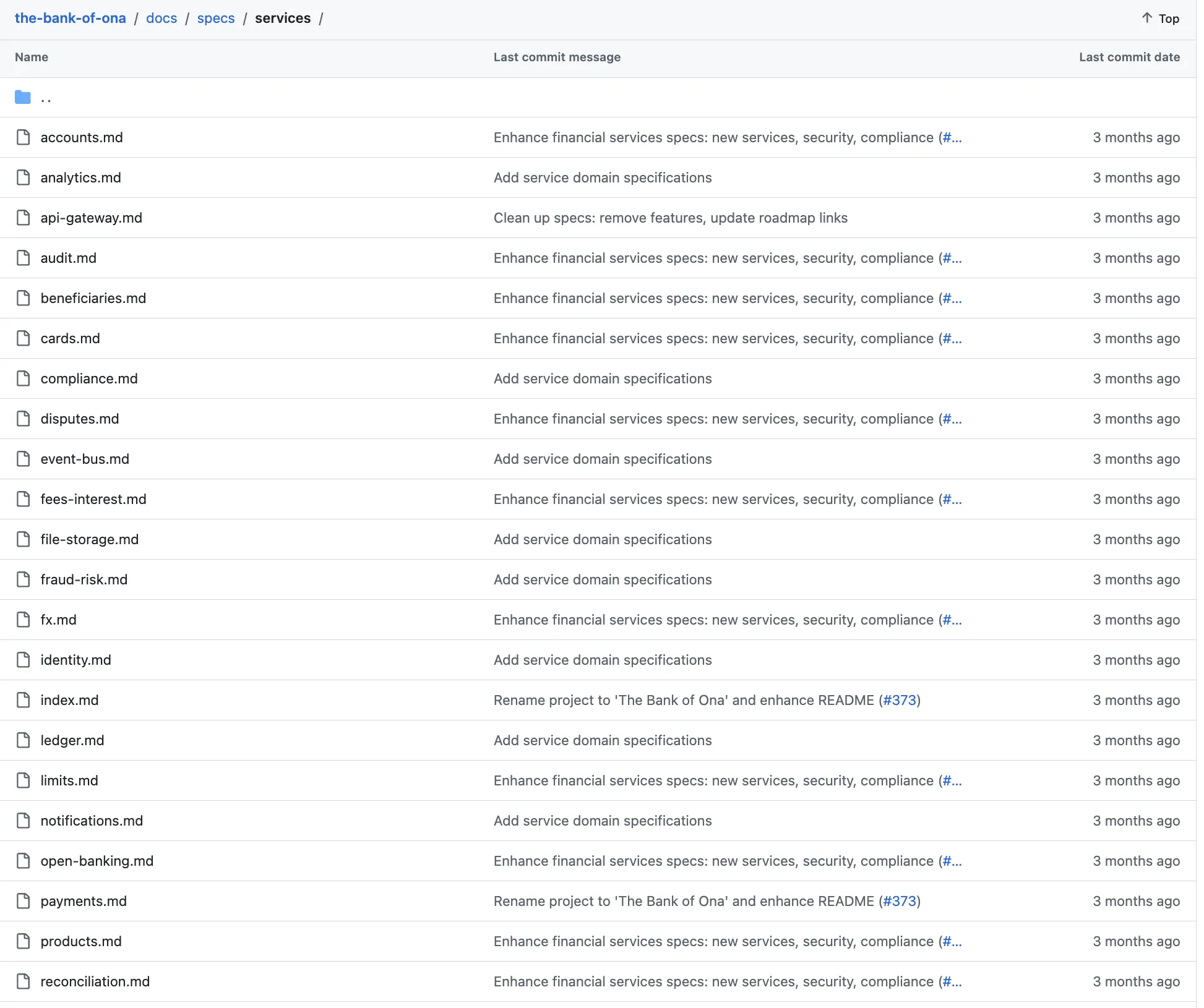Bank of Ona service specs
