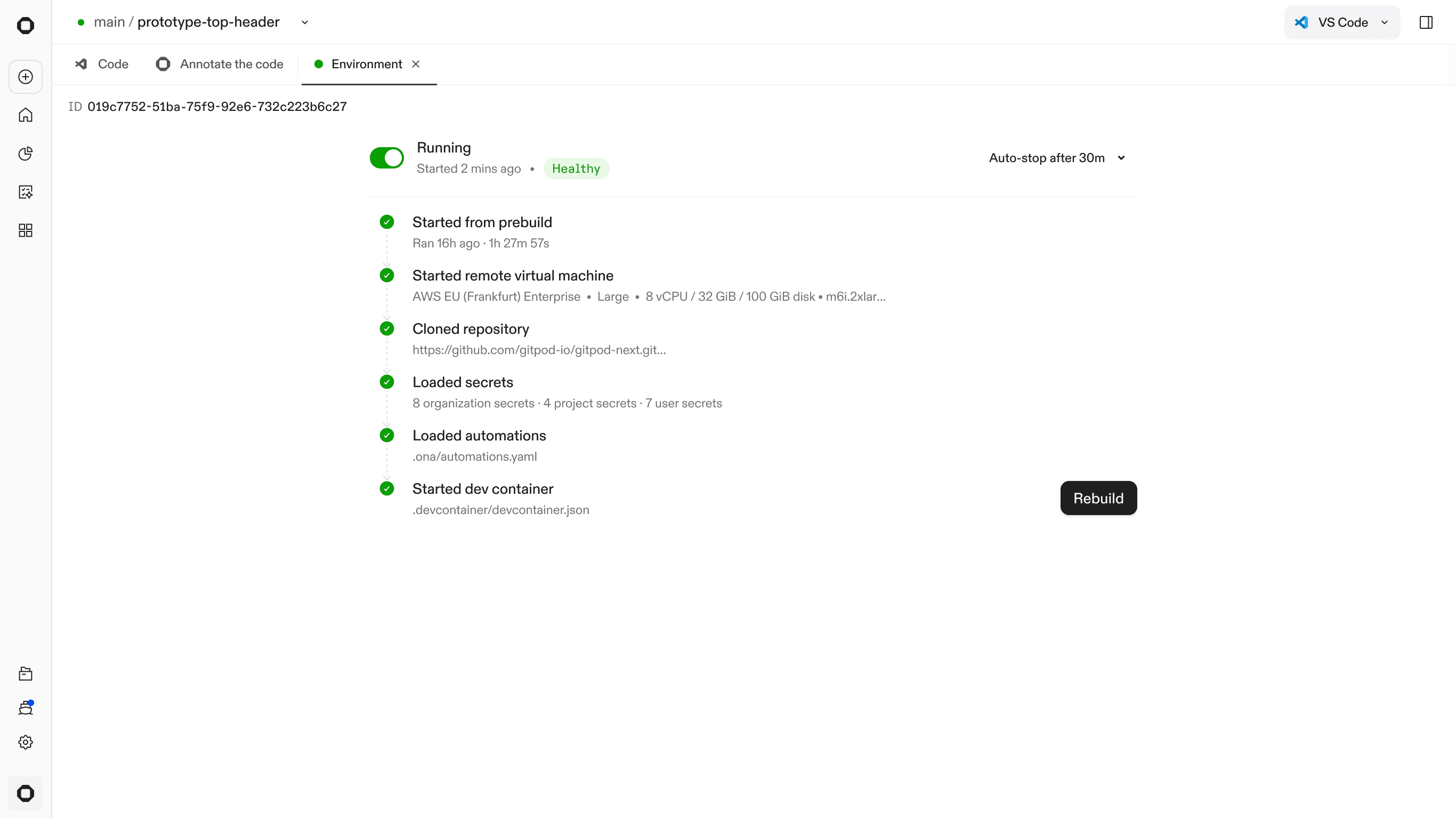 The new environment view in Ona