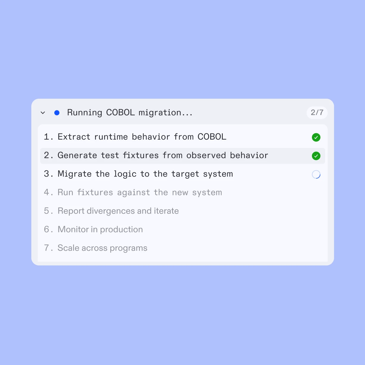 COBOL modernization running migration steps