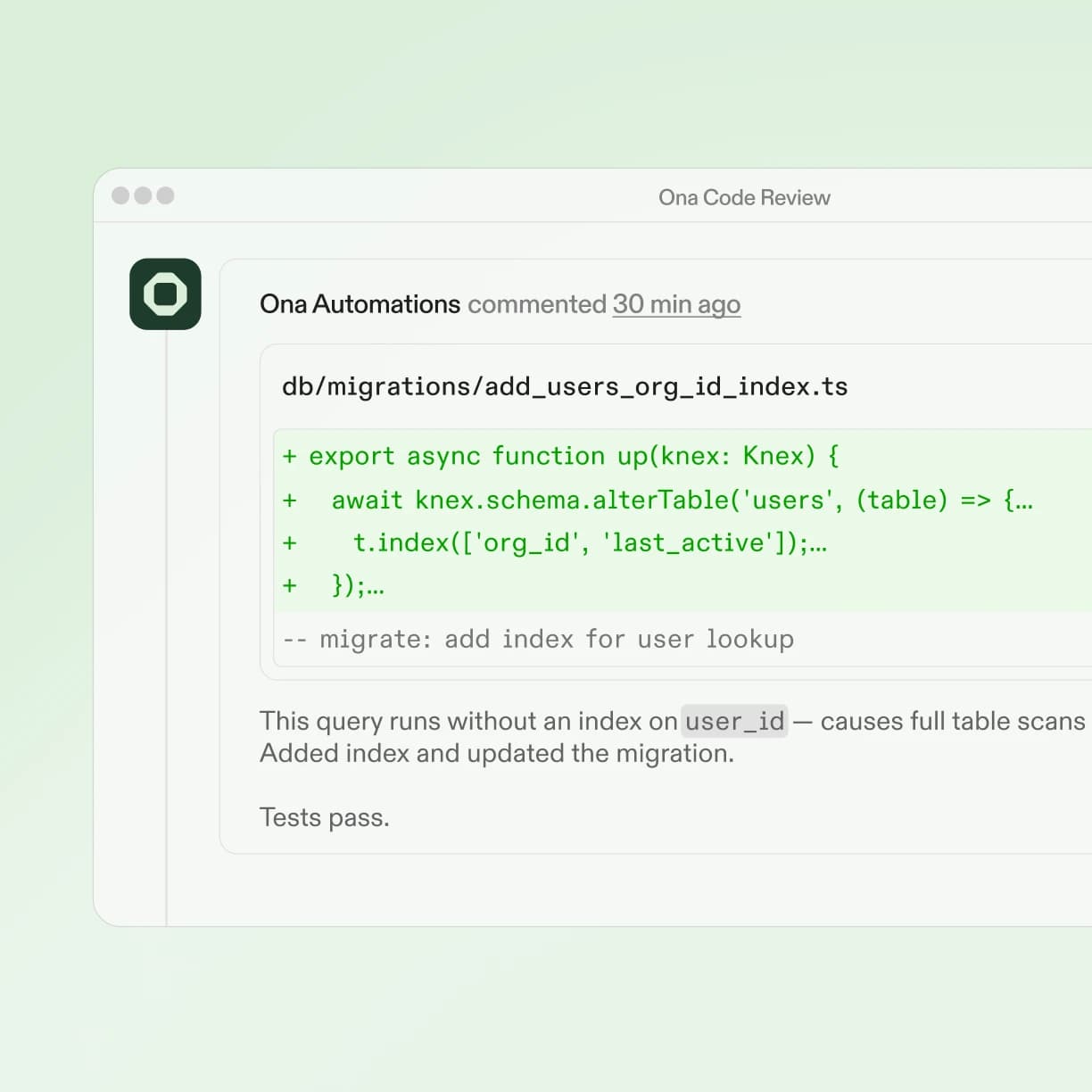 Ona pushing fixes and iterating on code review