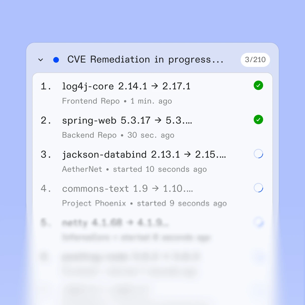 CVE remediation in progress across repos