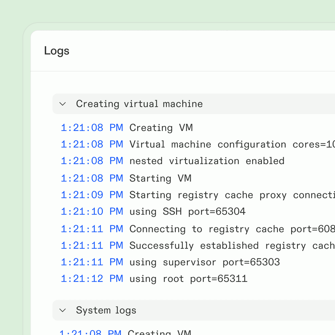 Audit trail view showing agent activity