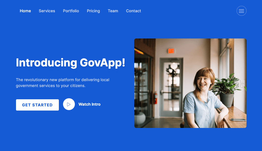 The GovApp Landing Page, built in React.